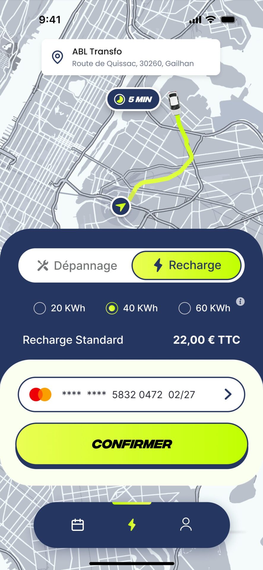 Carte Recharge 40kwh