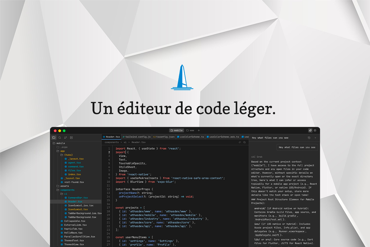 Athas : Un éditeur de code léger et open source avec un agent IA