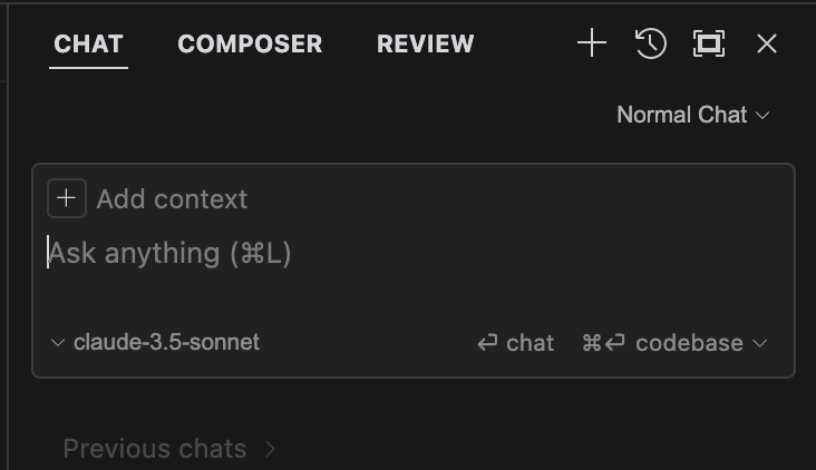 Cursor : l’éditeur de code boosté à l’intelligence artificielle - Cursor chat chat base2 - Coelus