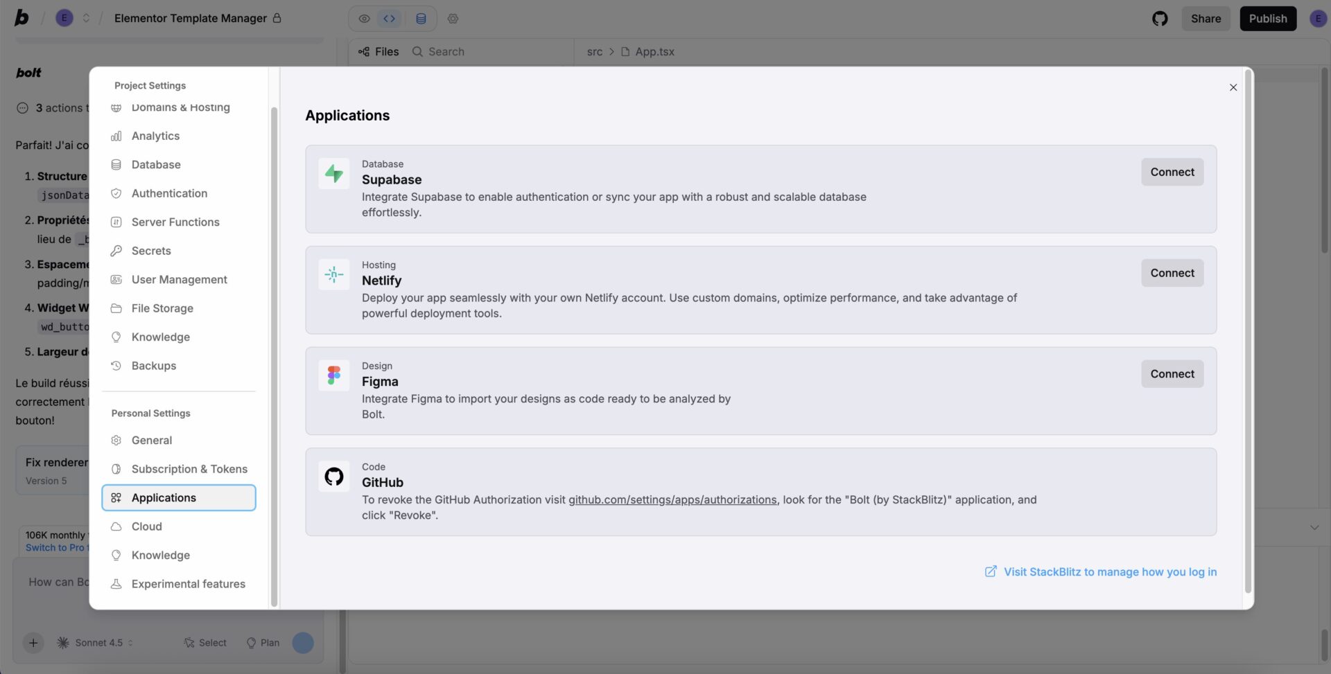 Bolt.new : Créez des applications en discutant avec l'IA ! - Bolt.new integration tierces application ia - Coelus
