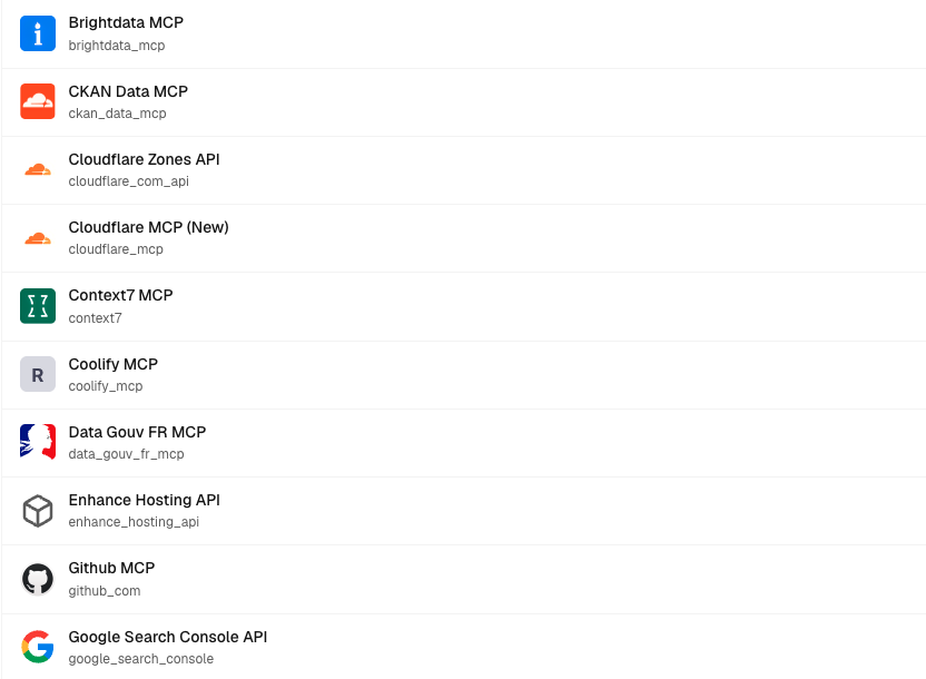 Executor : le hub MCP self-hosted pour connecter vos agents IA à toute votre infrastructure - Executor liste integrations - Coelus