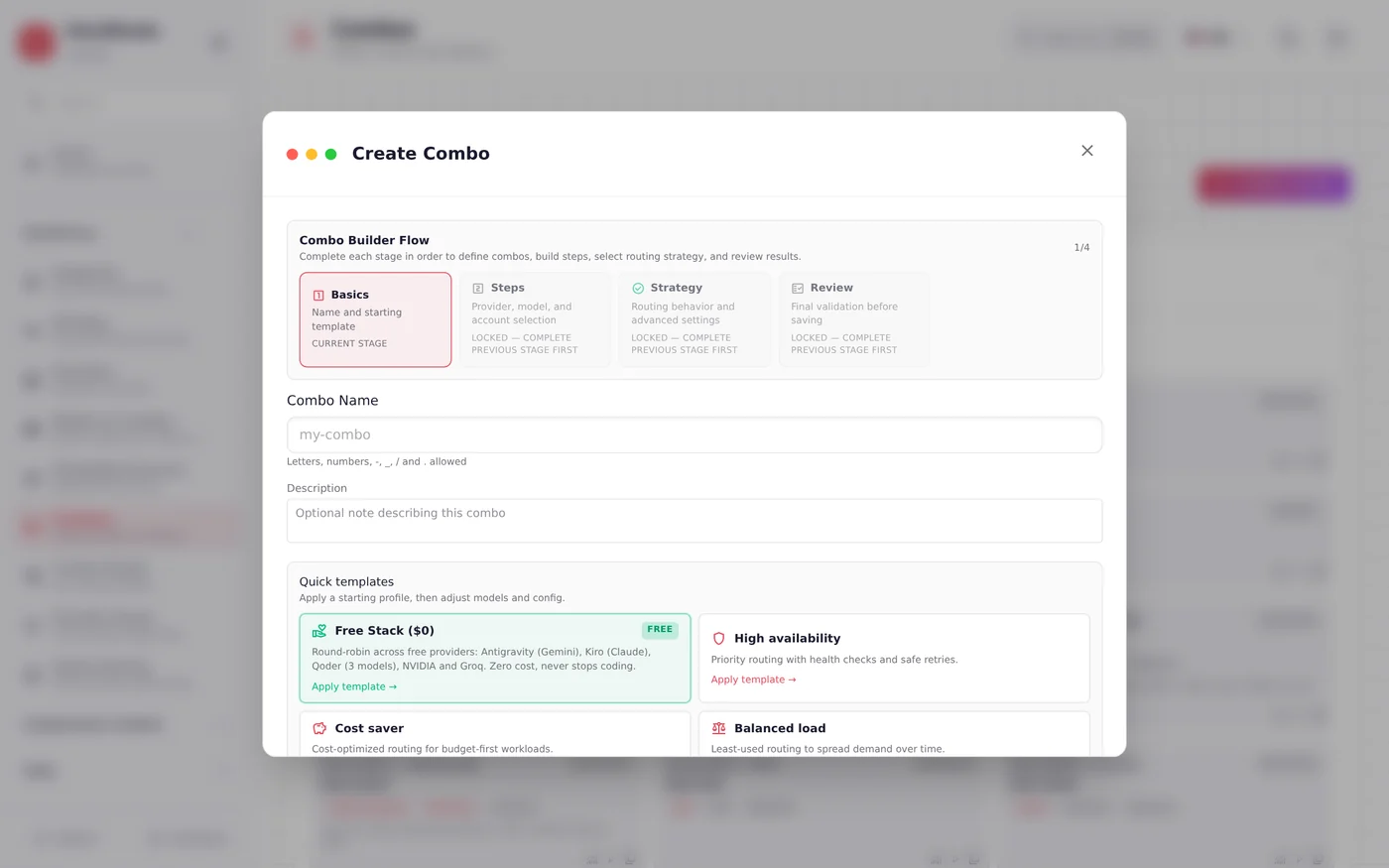 OmniRoute : la passerelle open source qui regroupe tous vos modèles d’IA - Omniroute : l’assistant de création de combo - Coelus