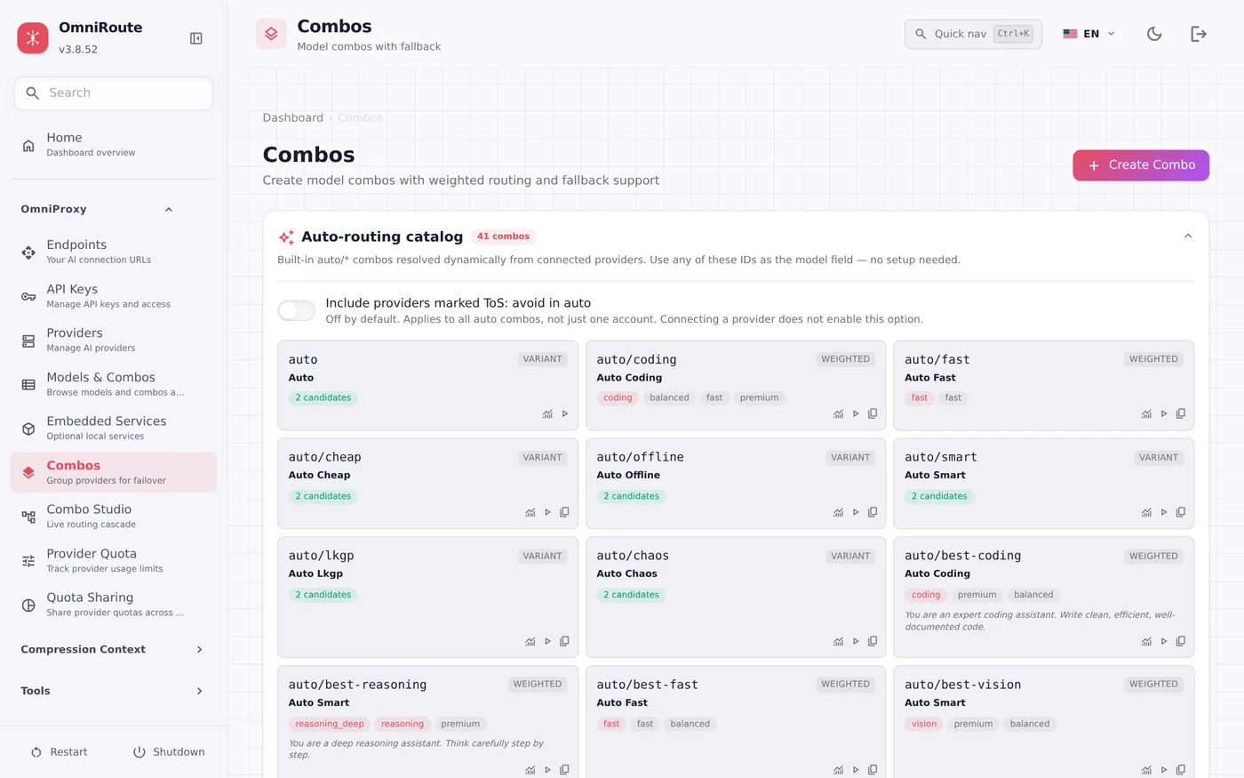 OmniRoute : la passerelle open source qui regroupe tous vos modèles d’IA - Omniroute : le catalogue de combos automatiques - Coelus