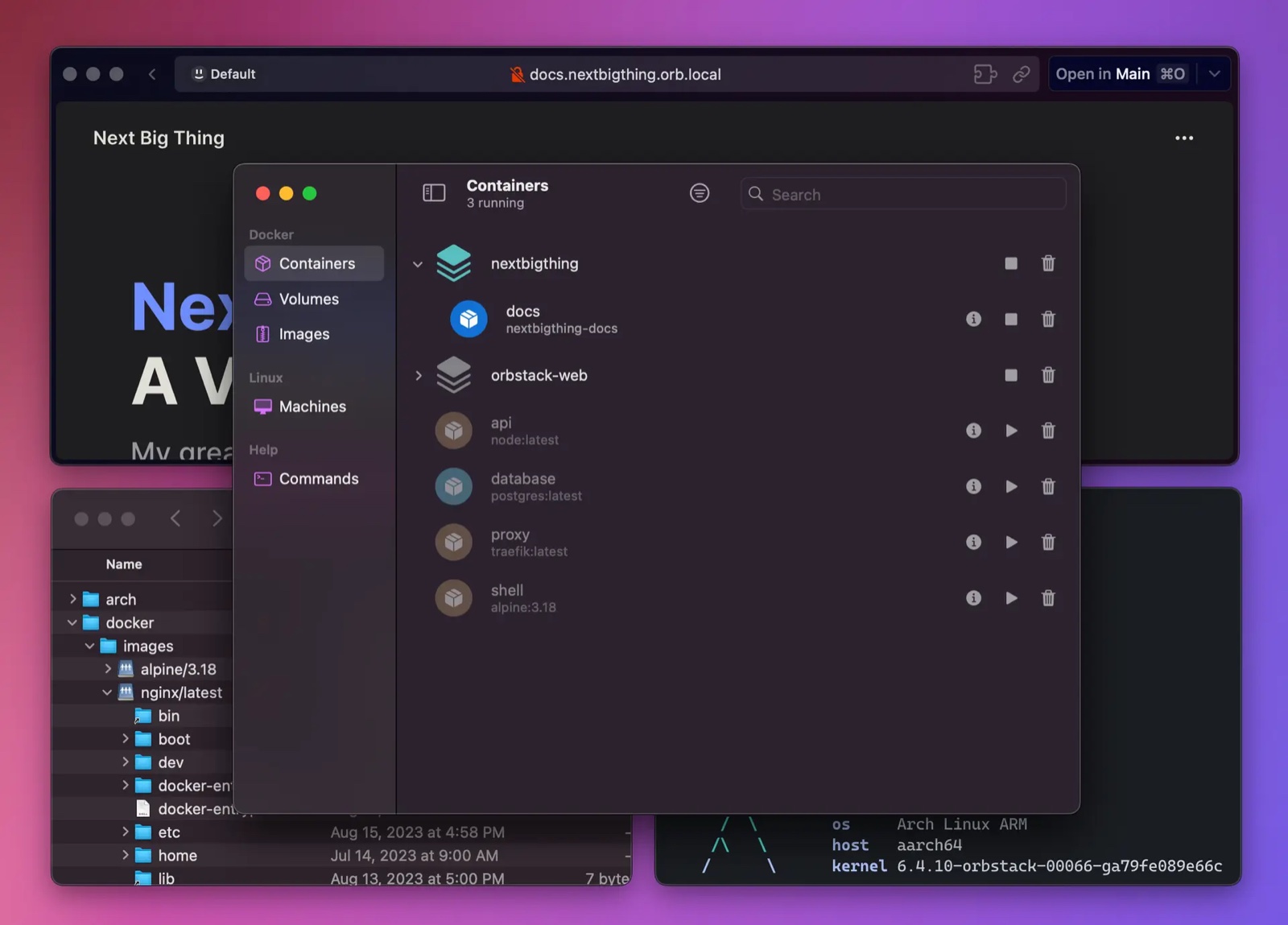 OrbStack : une alternative moderne à Docker Desktop sur Mac - Orbstack conteneurs domaines locaux terminal - Coelus